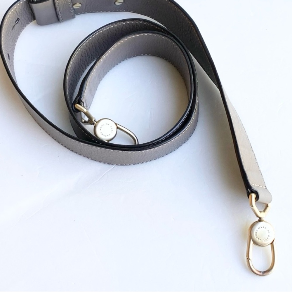 Gray Marc by Marc Jacobs Wide Leather Strap With Gold Hardware